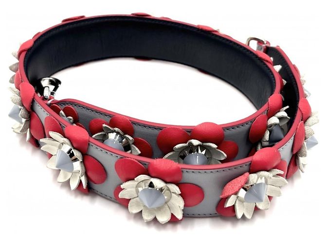 Fendi Women's Leather Shoulder Strap Black Red Light blue