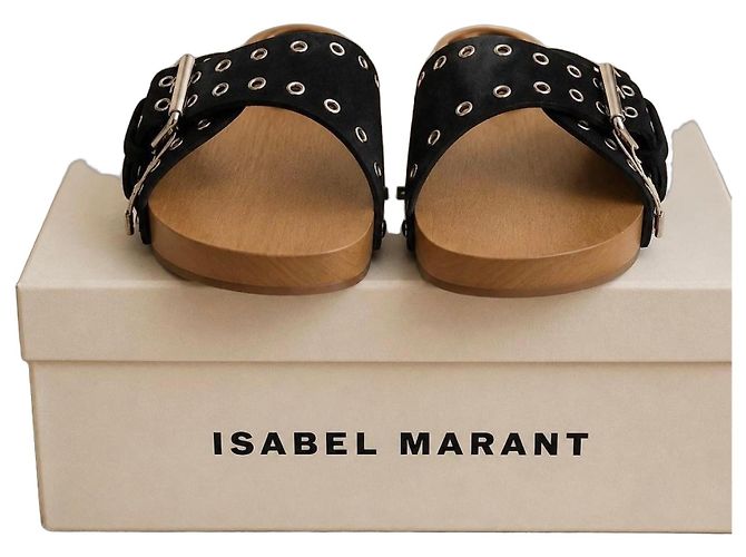Isabel Marant Jaso Suede Iconic CL Clogs Black