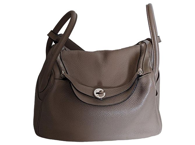 Hermès Lindy 30 em couro Taurillon Clemence Taupe