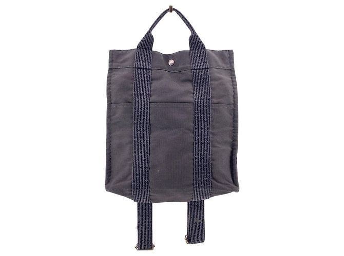 Hermès Hermes Grey Canvas Herline Bacpack Sac A Dos MM Tote Bag Gris
