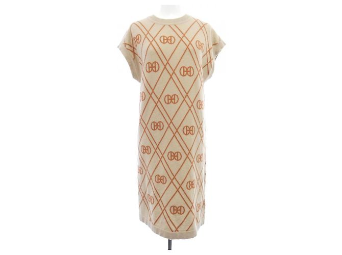 Hermès Hermes Round H Kaschmirkleid Beige