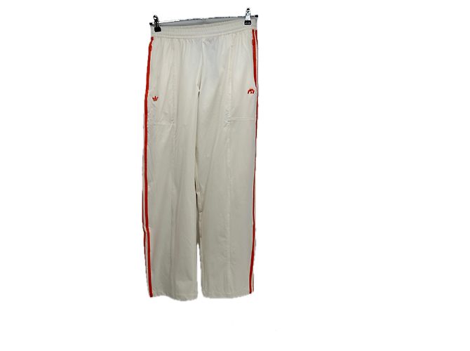 Adidas Calças de jogging brancas e cor de laranja Branco