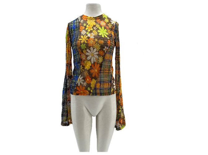Autre Marque Top naranja con estampado floral