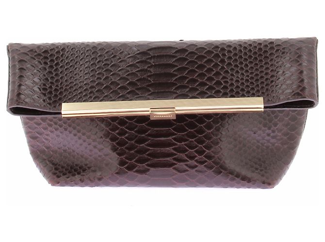 Autre Marque Clutch KASSANDRE in pelle marrone
