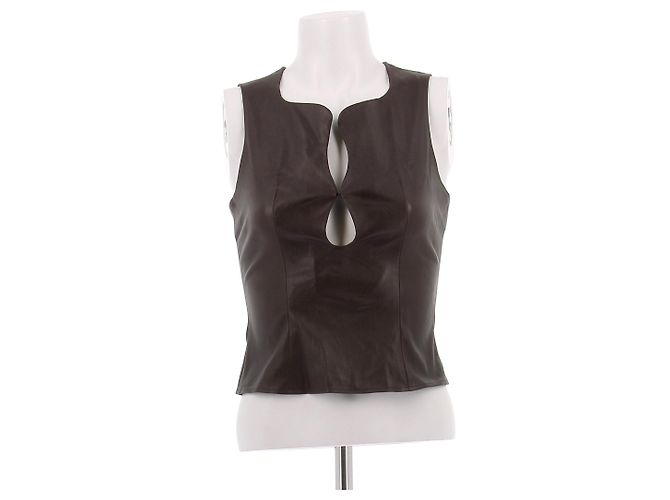 Autre Marque Top de couro sem mangas bordeaux