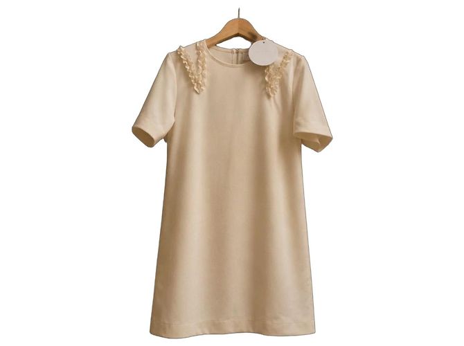 See By Chloé Beige Polyester-Kleid mit Rüschen Roh