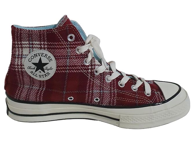 Converse Chuck Taylor All Star High Top Karo-Sneaker Weiß Rot Blau