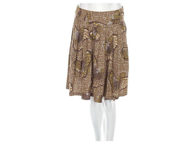 Gonna Midi Weekend Max Mara marrone con stampa a farfalla Bianco Giallo