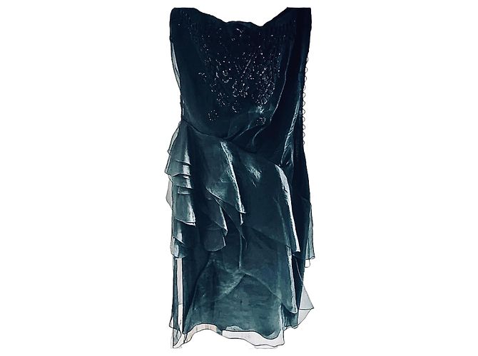 John Galliano schwarzes Seiden-Abendkleid