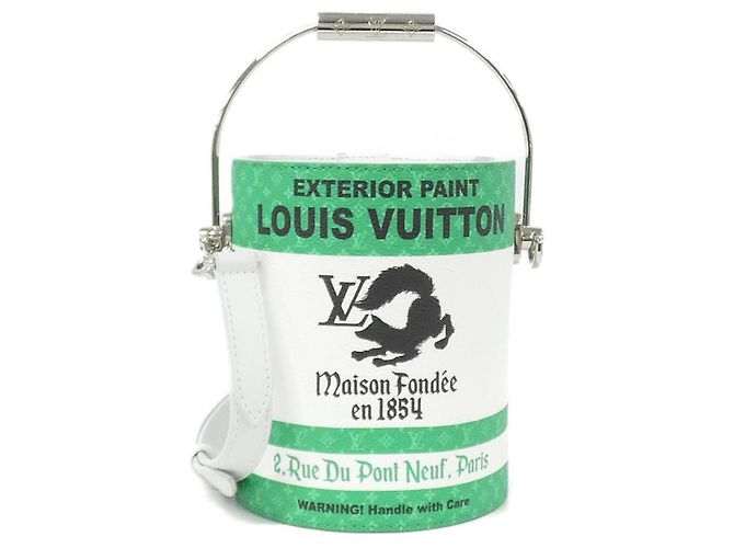 Louis Vuitton LV Paint Can Handtasche Weiß Grün