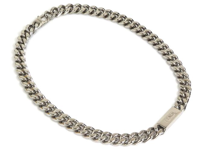 Fendi Silver Metal Necklace Silvery