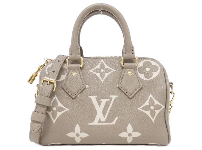 Bolsa Boston Louis Vuitton Monogram Empreinte Bege Cinza