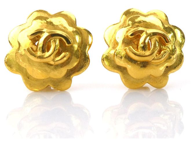 Chanel Gold Clip Earrings Golden