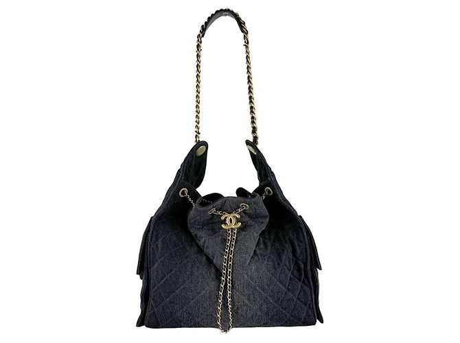 Borsa a tracolla CHANEL25 Medium in denim Chanel Nero