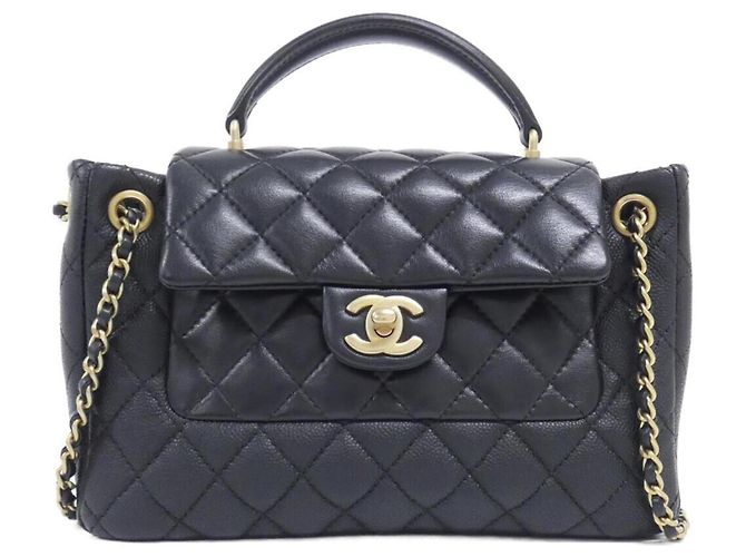 Bolsa Chanel preta de pele de vitelo e cordeiro Preto