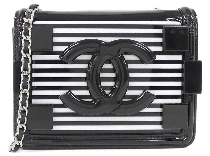 Borsa a tracolla Chanel Boy Line 92071 Nero Bianco