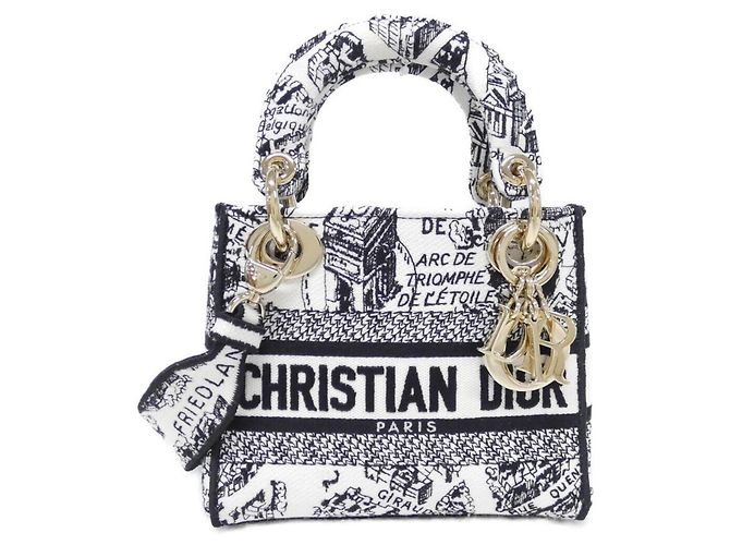 Christian Dior PLAN DE PARIS Lady D-Light Mini Handbag Schwarz Weiß