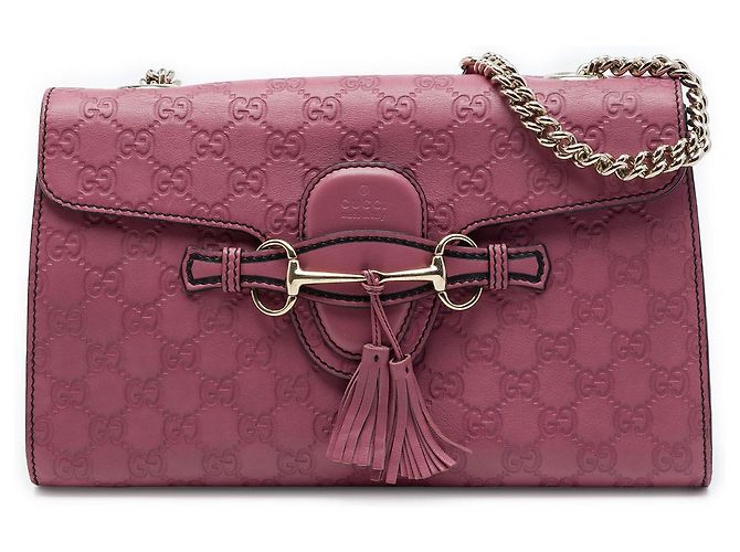 Bolsa de Ombro Gucci Pink Medium Guccissima Emily Rosa