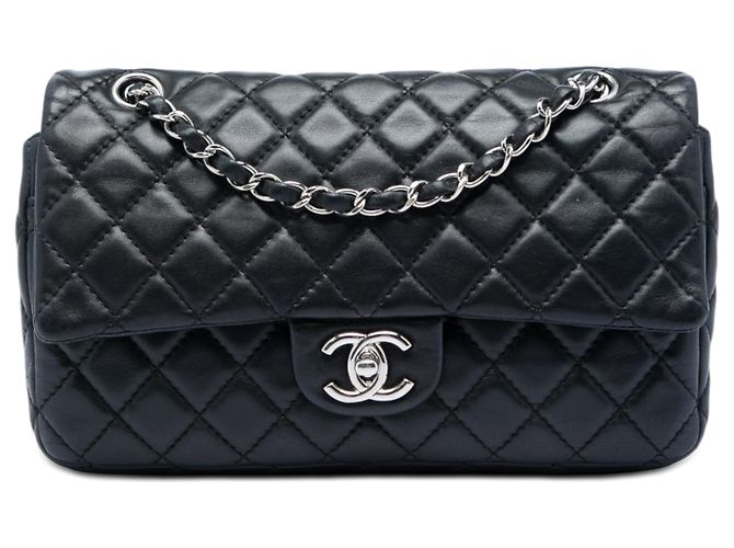 Chanel Black Medium Classic Lambskin Double Flap Noir