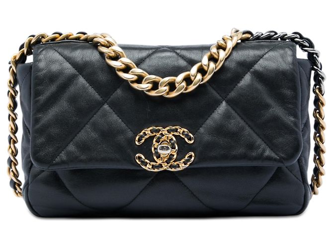 Chanel Black Medium Lambskin 19 Flap Schwarz