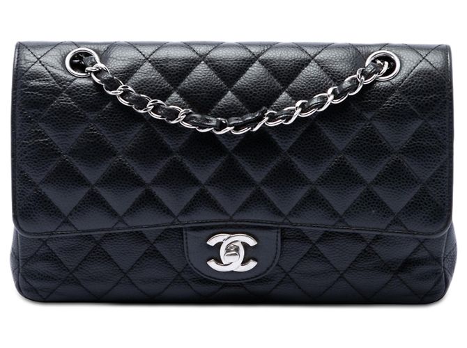 Chanel Black Medium Classic Caviar Double Flap Noir