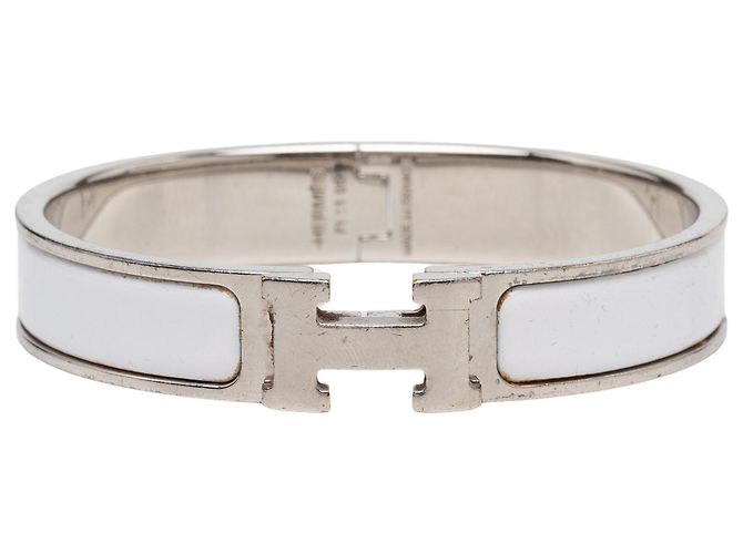 Clic H Hermès Clic Clac H Armband aus schmalem Emaille Beige PM