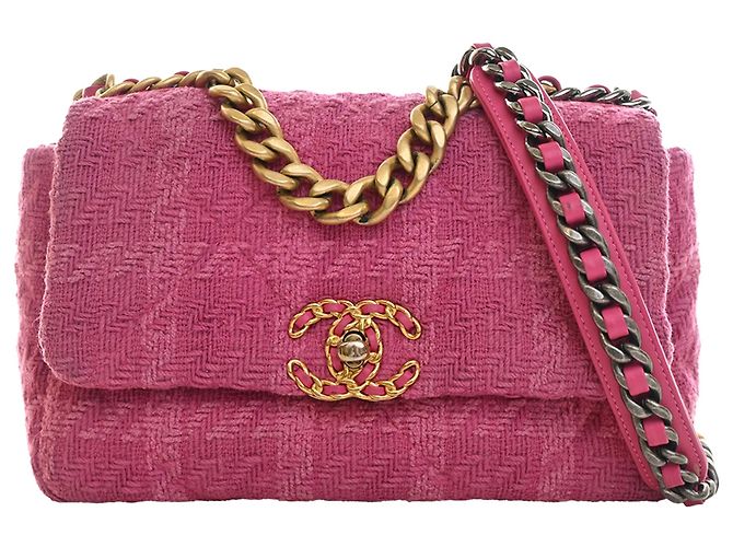 Chanel Pink Medium Tweed 19 Flap Rose