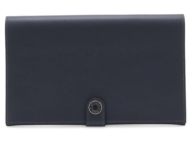 Capa para Passaporte Hermès Blue Evergrain RMS Toutenmain Azul Azul marinho
