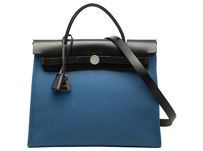 Hermès Blue Toile Herbag Zip 31