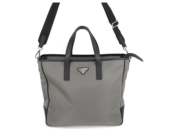 Prada Triangle Tote Bag in Saffiano Nylon Brown Black