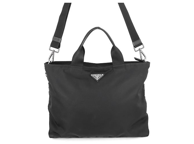 Bolso Tote Prada de nylon con triángulo Negro