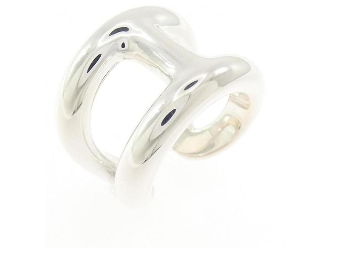 Ring Hermès Anillo Osmo de banda ancha plateada Hermes