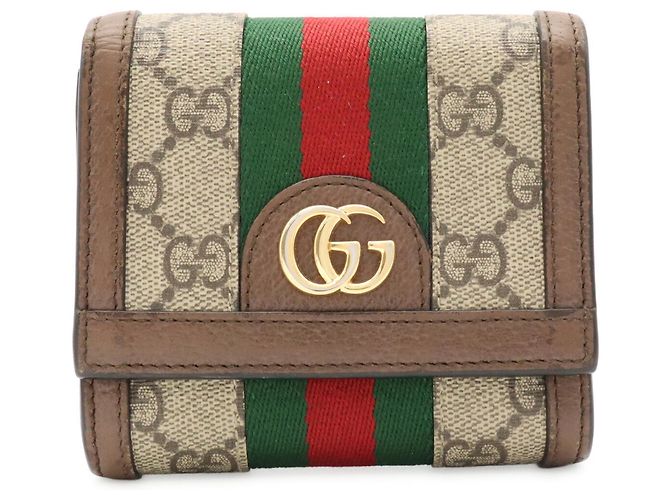 GUCCI Ophidia GG Wallet Supreme Compact Brown Red Beige Green