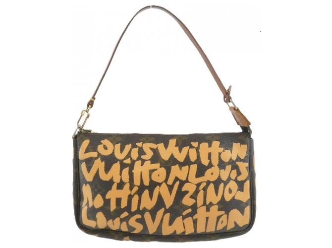 Louis Vuitton Monogram Graffiti Pochette Accessoires Castaño Melocotón