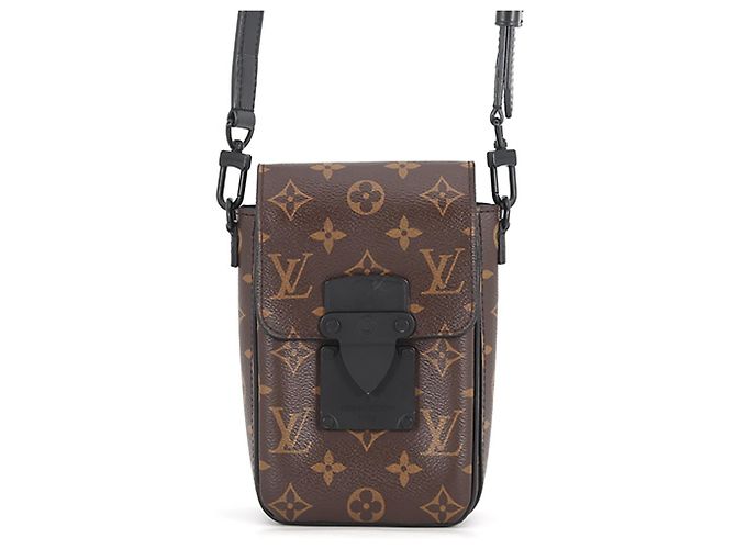 Borsa a tracolla portafoglio Louis Vuitton Monogram Macassar S-Lock Vertical Nero Monogramma