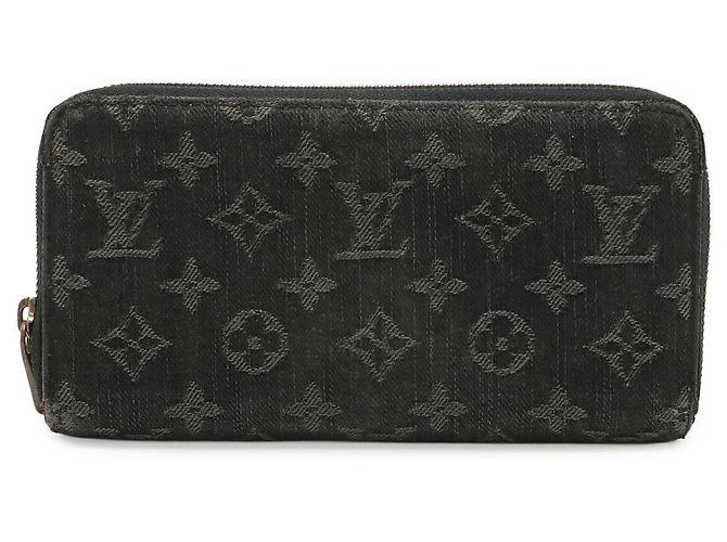 Louis Vuitton Monogram Denim Long Wallet Schwarz