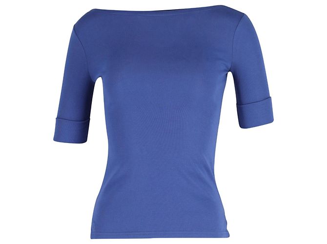 Top de cuello barco Lauren Ralph Lauren con algodón azul