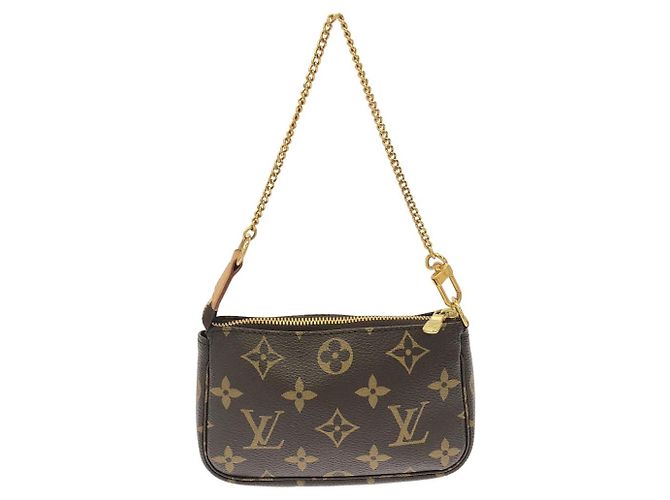 Louis Vuitton Mini Pochette Accessoires Bolsa de Accesorios Monogram Castaño
