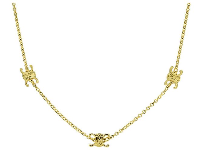 Céline Collana Mini Triomphe Celine D'oro Metallico 