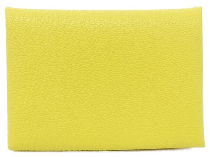 Hermès Hermes Calvi Duo Chevre Card Case Yellow