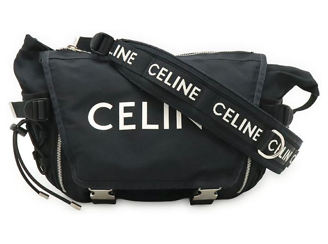 Céline Celine Trekking Messenger Bag Nylon Umhängetasche Schwarz