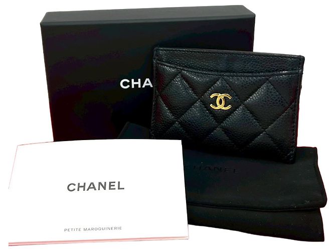 Chanel Caviar Leather Card Case Black