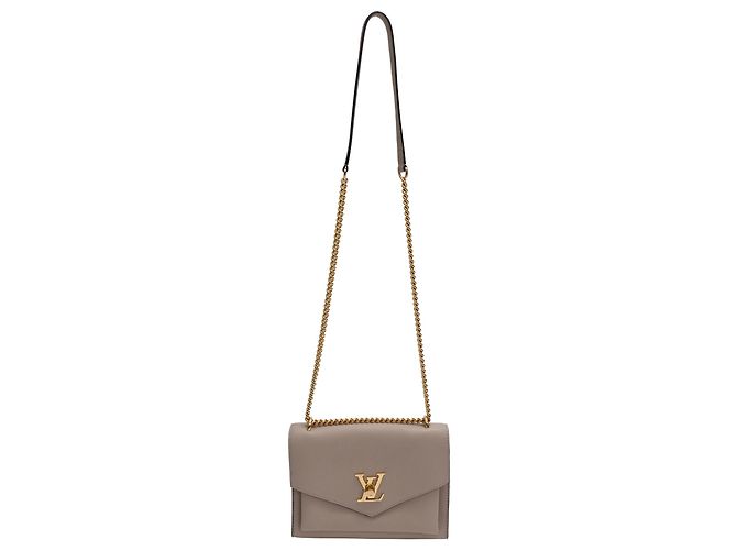Bolsa de corrente Mylockme Louis Vuitton em couro bege Impressão em python