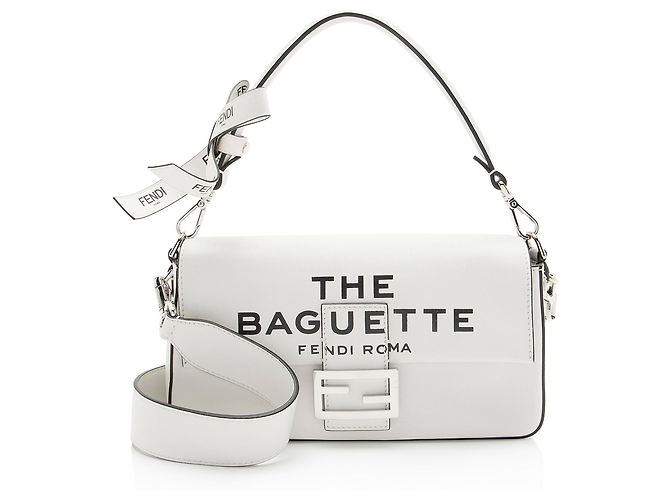 Fendi x Marc Jacobs Leather The Baguette Shoulder Bag Blanc