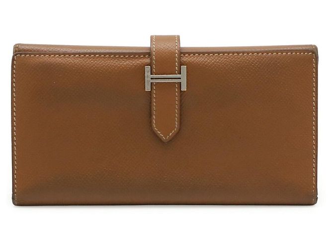Hermès Hermes Bearn 2 Plis tri fold wallet leather Metallic Bronze