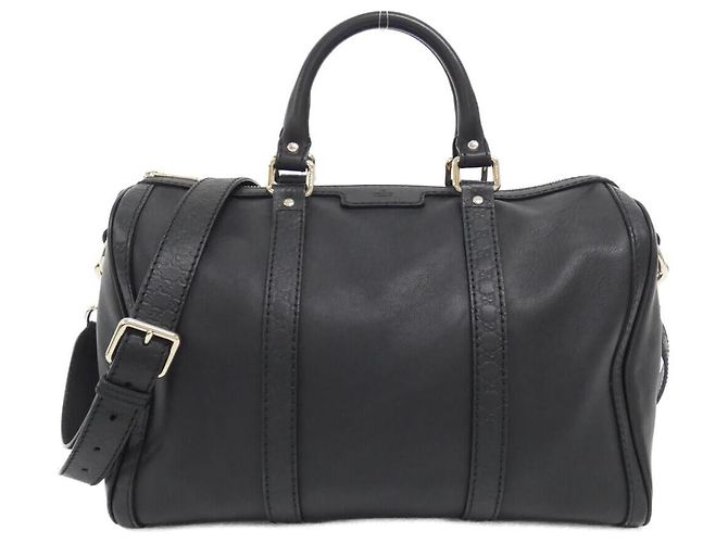 Bolsa Boston de couro Micro Guccissima Gucci Preto