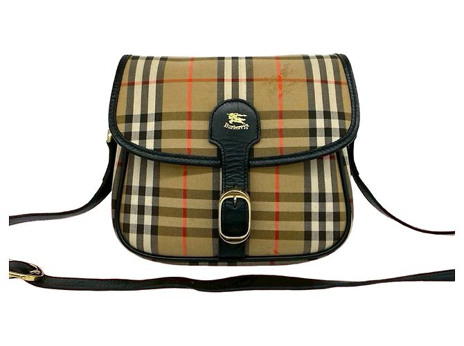 Bolsa de ombro em canvas e couro Burberry Marrom