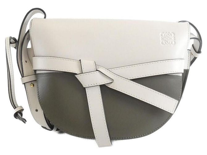 Bolsa de ombro pequena de couro de vitelo Loewe Gate Branco