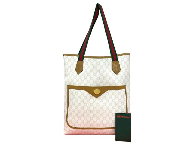 Sacola Tote Gucci em couro e PVC Branco