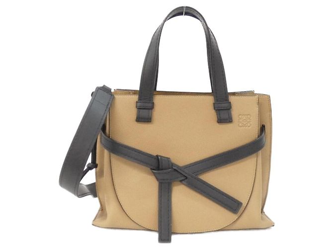 Pequena bolsa de mão Loewe Gate com alça de couro de bezerro Marrom